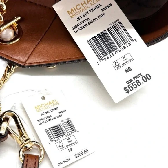 Michael Kors Large Jet Set Travel Chain Shoulder Bag & Flat Phone Case Wallet - Picture 14 of 14